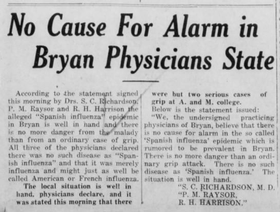 Spanish Flu The Eagle Oct. 2, 1918.jfif